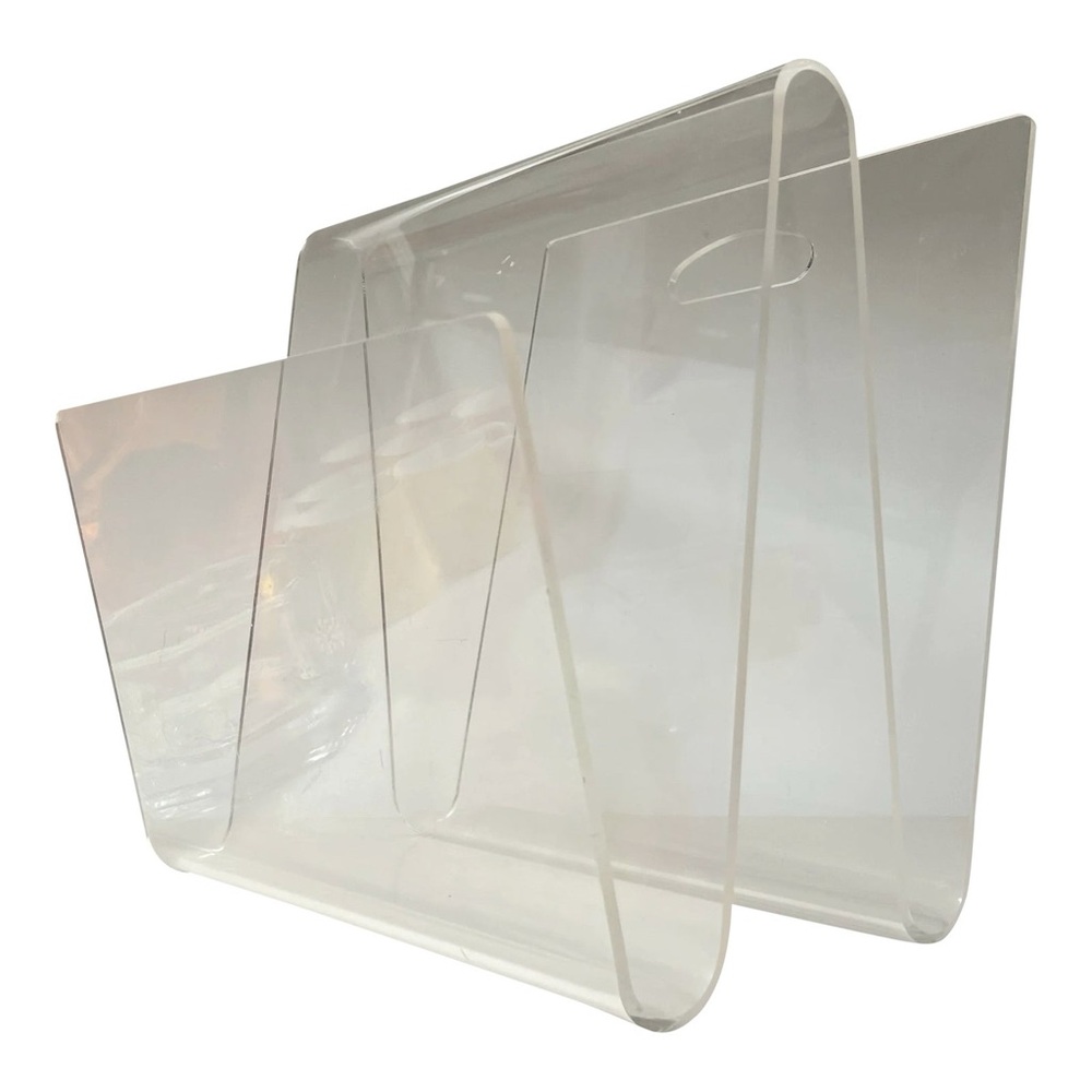 Vintage 1970s Acrylic Lucite Magazine Rack